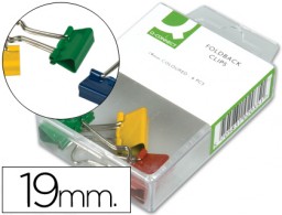 6 pinzas metálicas Q-Connect reversibles 19mm. colores surtidos